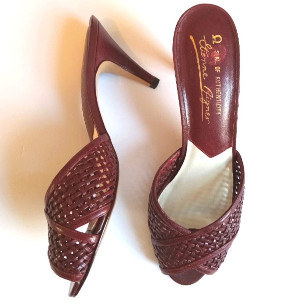 Etienne Aigner Berry Color Mule Heels